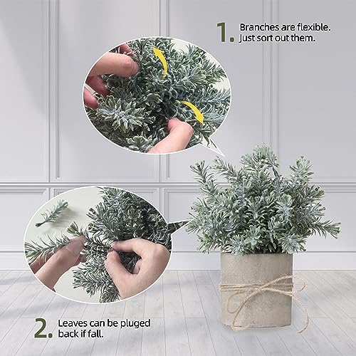 4 Pack Small Fake Plants in White Pulp Pot for Home Decor | Artificial Plants Indoor, for Bathroom Bedroom Kitchen Office Farmhouse Room Shelf Decor, Easy to Clean, Lifelike Appearance