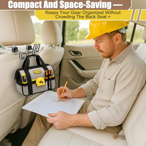 Hard Hat Holder for Truck Car Helmet Organizer, Triple Hooks, Black, 1 Pcs | Hard Hat Accessories, Car & Truck Cap, Jacket & Tool Bag Organizer, Safety Helmet Holder, Hook Rack, Work Gear Storage