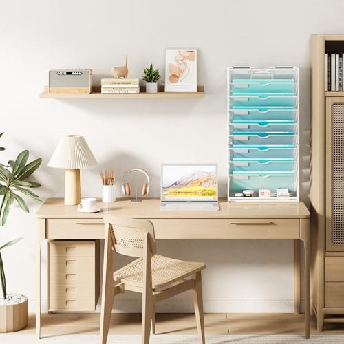 Lavatino 10-Tier Hanging Wall File Folders Organizer - White Metal Mesh Paper Magazine Document Mail Holder File Organizer for Office School Home Wall Mount or Desk Supplies Organization