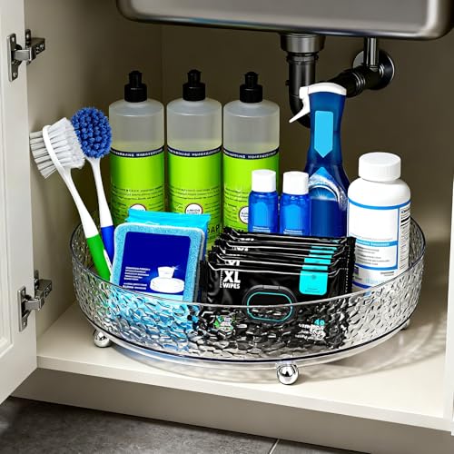 Dezzer 360° Rotating Makeup Organizer, 11" Clear Perfume Organizer Turntable Lazy Susan for Vanity, Pantry, Bathroom Counter, Cabinet, Spinning Cosmetic Storage Holder for Skincare, Perfume, Lotions