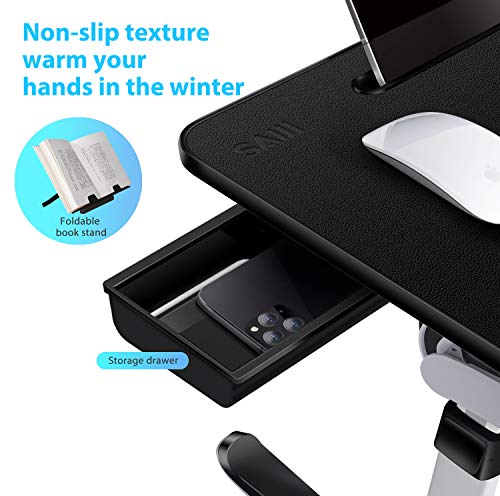 Laptop Lap Desk for Bed, SAIJI X-Large Adjustable Laptop Table | XXL-Extra Large, Foldable Laptop Stand for Bed, with Storage Drawer & Bookstand, for Eating, Working, Gaming, Drawing