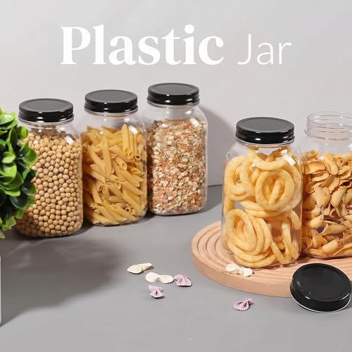 novelinks 32 oz Plastic Mason Jars and Clear Plastic Jars with Lids 32 oz