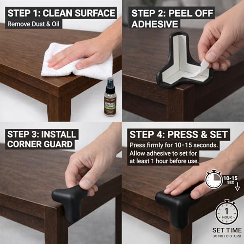Corner Protector for Baby, 8 Pack EVA Foam Baby Proofing Corner Guards, Soft Y-Shaped Furniture Edge Protectors for Tables and Sharp Corners, Tear-Resistant Updated Design, Black
