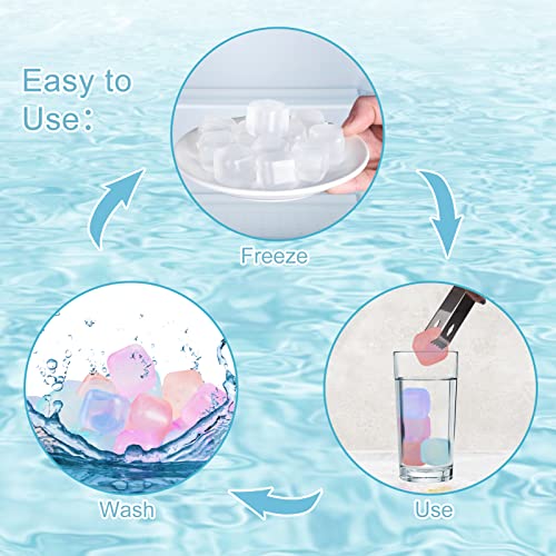 Reusable Ice Cubes for Drinks, Color-Changing Square, 80 Pack | BPA-Free Plastic Cubes, No Diluting, Refreezable, Fake Ice Look, Chilled Beverages, Coffee Bars, House Party Drinks