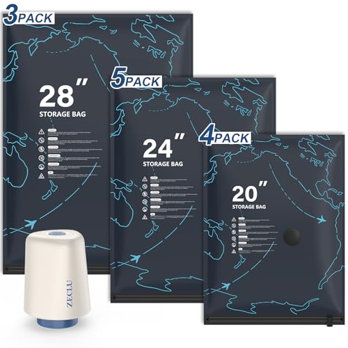 12 Pack Vacuum Bags for Travel with Pump for Cloth... (12 Count | white)