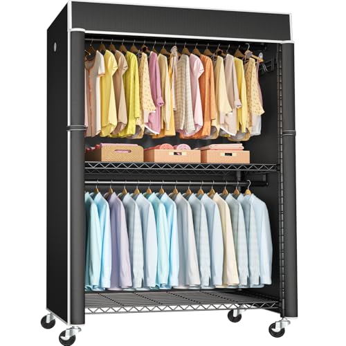 Black Clothing Rack with Black Cover, P1C Plus Rol... (Metal)