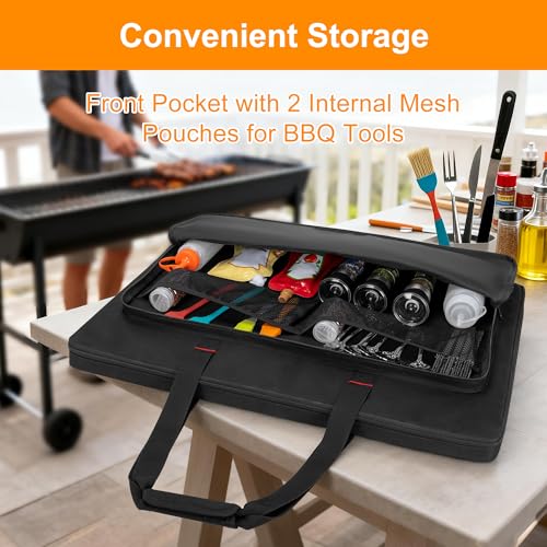 HODRANT Full-Size Griddle Storage Bag ith Pockets & Handles | Padded Flat Top Cover Compatible with Weber Spirit 300 Series & Genesis 300 Series Griddle, for Camping & Travel, Bag Only