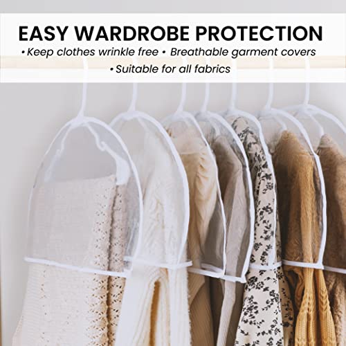 Handy Laundry Clear Vinyl Shoulder Covers Set of 16, Garment Protectors | Set of 16 Clear Vinyl Shoulder Covers, Dust-Free Garment Protectors for Suits Dresses Blouses, In & Out of Season