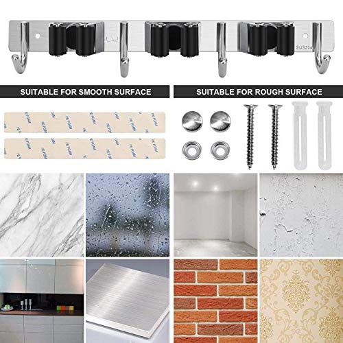Broom Hanger Wall Mounted, 2PCS Mop and Broom Hold...