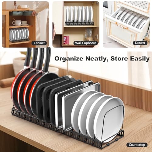 Housolution Cutting Board and Baking Tray Cookie Sheet Organizer, Black | 12"-23" Expandable, 14 Adjustable Dividers, Sturdy Metal Construction, Easy Assembly