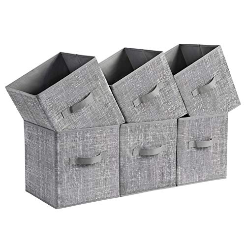 Storage Cubes, 11-Inch Non-Woven Fabric Bins with... (Cattail Gray)
