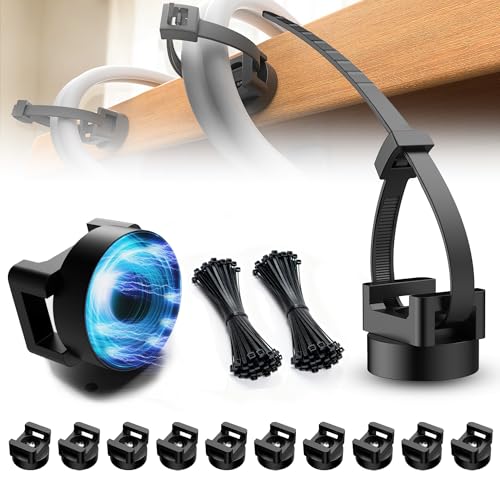 110 Pcs Magnetic Zip Tie Mount Base 26lbs Strong Magnetic Zip Tie Holder Multipurpose Magnet Cable Tie Clips Holder Wire Management Clips for Home Office Marine Electrical Wiring Organization Black