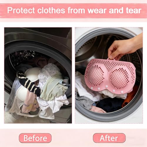 2 Pack Silicone Bra Washing Bags for Laundry – Fits 32A–36D Bras, Bra Protector for Washing Machine & Dryer, Lingerie Bag for Delicates, Includes 2 Mesh Laundry Bags