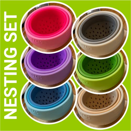 Can Strainer for Canned Goods - Set of 3 Space Saving Colanders | Space-Saving Nesting Design, Fits Standard Cans and Fruit, Multi-Use Kitchen Gadget, Food-Grade Silicone, Easy Storage