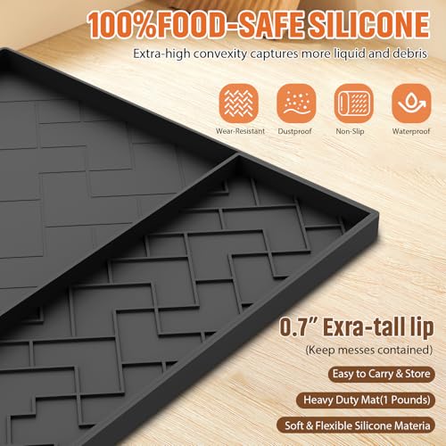 Silicone Mat for Ninja Slushie Machine&Ninja Creami- Removable 22.5"*15"*0.7" Countertop Protector Mat,Concave Convex Design, Leak-Proof and Slip-Resistant ice Gream Maker&Slushie Machine Accessories