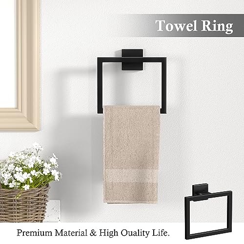 10-Pieces Matte Black Bathroom Accessories Set 23.6 Inch Towel Bar Set. | SUS 304 Stainless Steel Bathroom Hardware Set Towel Racks for Bathroom, Robe Towel Hooks, Toilet Paper Holder Wall Mounted.