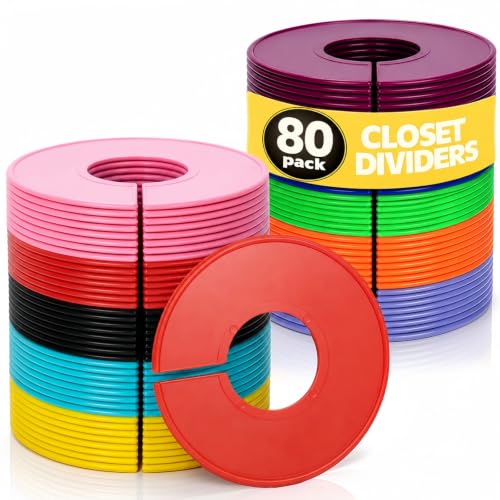 80 Pieces Closet Dividers for Hanging Clothes, Col... (Plastic)