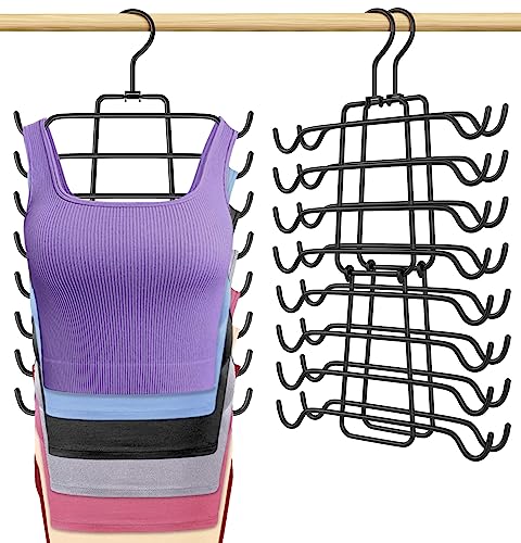 2Pcs Tank Top Hangers Space Saving Hanger Organize... (2 Count | Black | Metal)