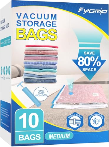 Vacuum Storage Bags with Hand Pump, Plastic Packag... (10 Count | Clear | Plastic)