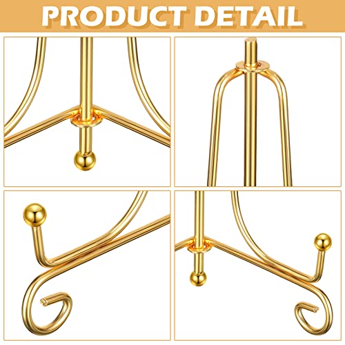 10 Pack 4 Inch Iron Plate Stands for Display, Plate Holder Display Stand, Gold Easel Stands for Photo, Picture Frame, Decorative Dish, Book and Tabletop Art (Gold, 4 Inch)