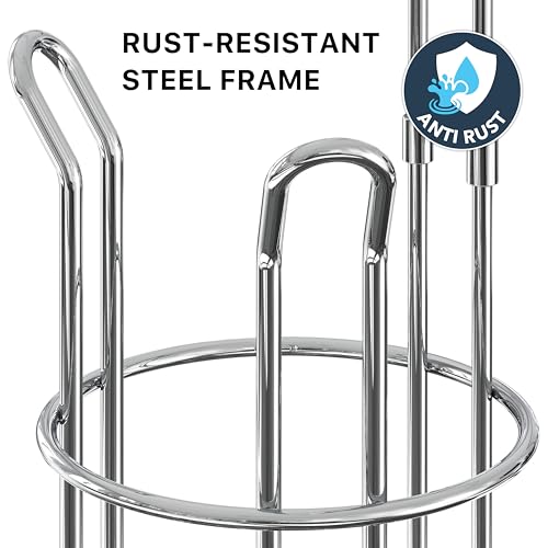 Simple Houseware Bathroom Toilet Paper Storage Holder Stand Shelf, Chrome | 4 Paper Rolls, 7.25" x 7.25" x 23.5", Wired