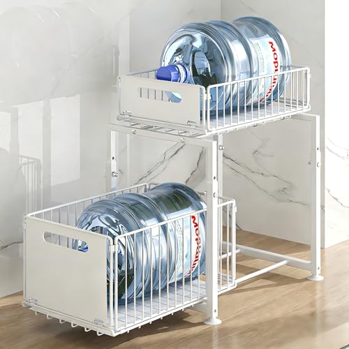 Under Sink Organizer, 2-Tier Multi-Use Kitchen and... (Style A White | Metal)