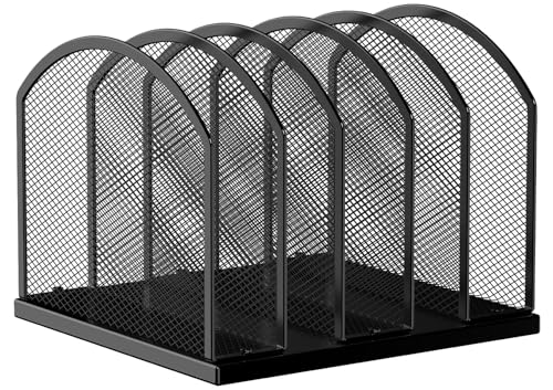 5-Section Vertical Desktop Organizer, 5-Section Mesh File Folder Stand Sorter for Office Home Classroom Organization