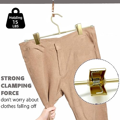 20 Pack Gold Aluminum Bottom Clips Heavy Duty Pants Jean Trouser Hangers Clothes Hangers -Legging Organizer Adjustable Clips Pants Skirt Blouse Hanger