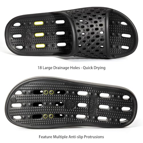 Xomiboe Shower Shoes For Men Women, Quick Dry Shower Slippers for Bathroom | Non Slip Lightweight EVA, With Drain Holes, Wide Fit For Gym Shower, College Dorm, Locker Room, Indoor, Pool