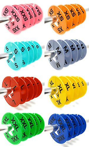 Clothing Rack Size Dividers for Retail Shops, XXS-... (40 Count | Colorful | Plastic)