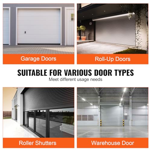 VEVOR Garage Door Seals Bottom Rubber, U Shape +O Ring Combination Garage Door Weather Stripping with Pre-drilled Aluminum Track Retainer Kit, 5/16 inch T-Ends and 3 3/4 inch Width (16 Ft, Black)