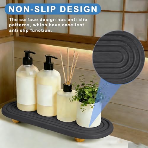 Instant Dry Sink Tray, Anti-Slip Stone Sink Caddy, Durable Kitchen Sink Organizer, Quick Dry Water Absorbing Stone Tray for Bathroom Counter, Stone Soap Tray -Dark Gray