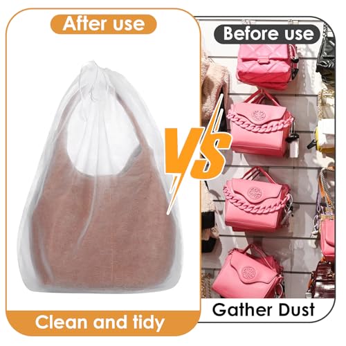 Qianyu 100 PCS Dust Bags for Purses, Handbag Storage Bags Purse Protector with Drawstring Breathable Non-woven Bag Covers Disposable Closet Organizer for Shoe Clothes Travel Home