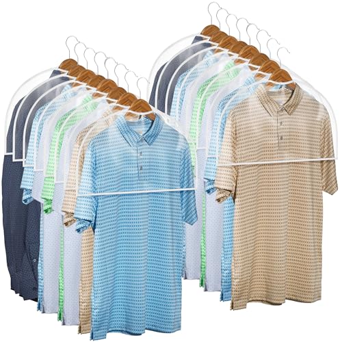Handy Laundry Clear Vinyl Shoulder Covers Set of 16, Garment Protectors | Set of 16 Clear Vinyl Shoulder Covers, Dust-Free Garment Protectors for Suits Dresses Blouses, In & Out of Season