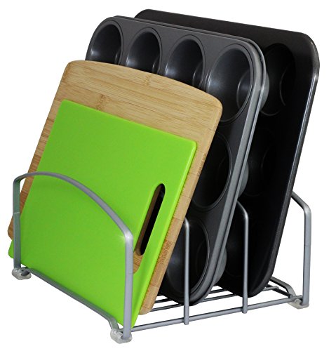 Cookware Organizer Rack for Kitchen Cabinet, 3 Slo... (Silver | Alloy Steel)