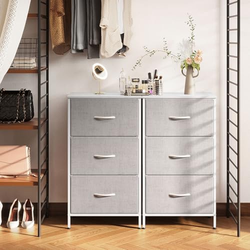 AODK Small Dresser for Bedroom Nightstand with 3 Storage Drawers,Light Grey | Chest of Drawers End Table for Living Room, Closet Dresser with 3 Storage Drawers Organizer Clothes