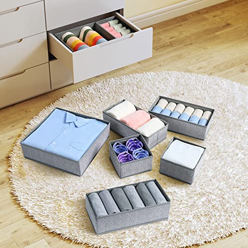 DIMJ Drawer Organizers - 12 Pack Foldable Closet & Sock Organizers, Fabric Dresser Drawer Dividers for Clothes, Underwear, Bras, Socks