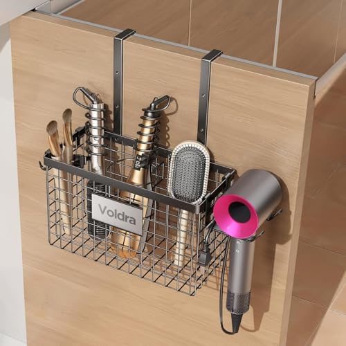Hair Dryer Holder Cabinet Door, Adhesive Hair Tool... (Black | Carbon Steel)