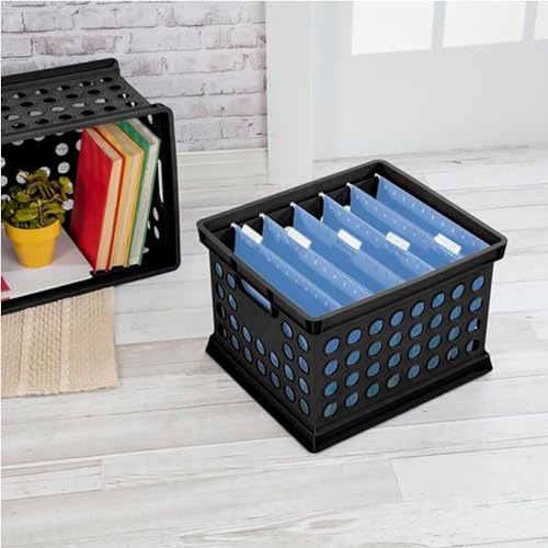 Storage Crate Bin File Organizer for Home & Office... (Black | Plastic)