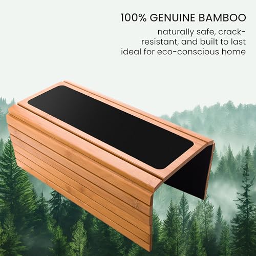 Couch Arm Tray Table, Flexible/Foldable Sofa Armrest Tray, Couch Armrest Table Cup Holder Great for Drinks Snacks Remote Control, Portable Side Table and Anti-Slip Bottom