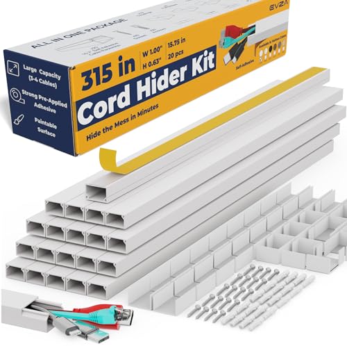 Cord Hider, Wire Cover, Cord Covers Wall Mounted T... (White)