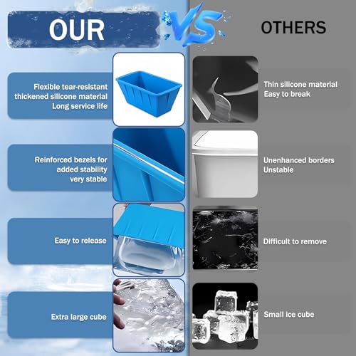 Extra Large Ice Cube Molds 2Pack 16LB Silicone Large Ice Cube Molds for Cold Plunge Tub,Reusable Ice Cube Trays for Freezer,Ice Block Molds for Home Ice Bath,Cold Plunge Accessories,Ice Bath Chiller