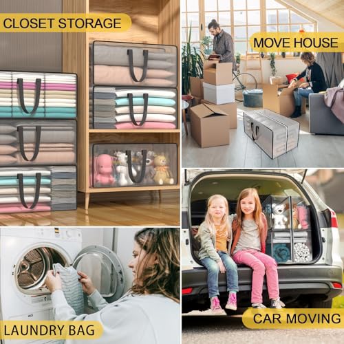 Clear Storage Bags with Zipper, Large Moving Bags... (2 Count | Clear)