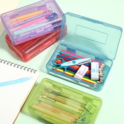 Mr. Pen- Plastic Pencil Case Box, 24 Pack | Large Crayon Marker Pen Organizer Bulk, Plastic Bead Organizing Container with Snap-Tight Lids, Clear Craft Storage Boxes