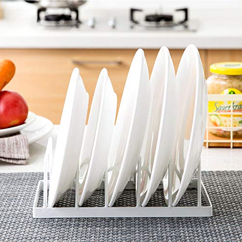 Tomorotec Dish Plate Drying Rack, lid Organizer, 5 Slot Cabinet, 2 Pack | Heavy-Duty Rustproof Steel Plate and lid Holders For Kitchen Countertop Cabinet Organizer Space Saving