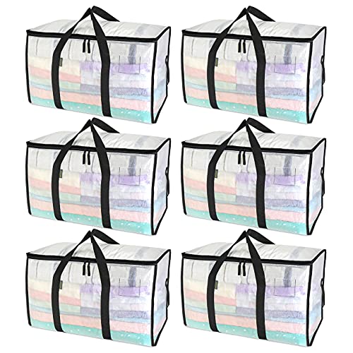 6-Pack Oversized Moving Bags with Reinforced Handl... (6 Count | Clear)