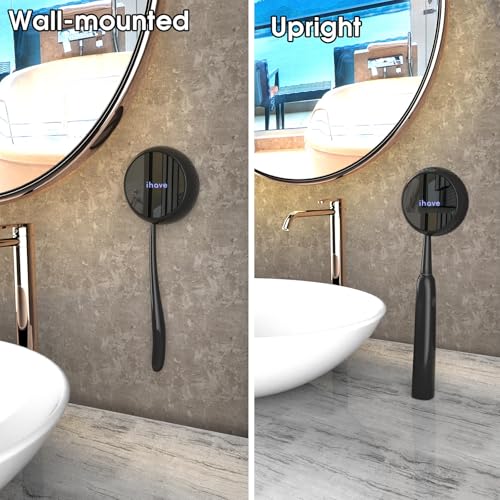 iHave Toothbrush Sanitizer Wall Mount, Portable UV Toothbrush Holder Travel | 4-Hour Auto-Cycle UV-C Disinfection 99.9%, Magnetic Mount, 30-Day Standby, Home, RV, Apartment Bathroom & Travel Essential