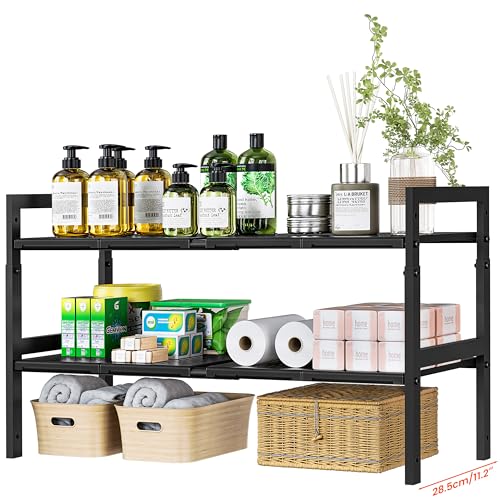 Under Sink Organizer and Storage 16.5"-30.7" Expan... (Black)