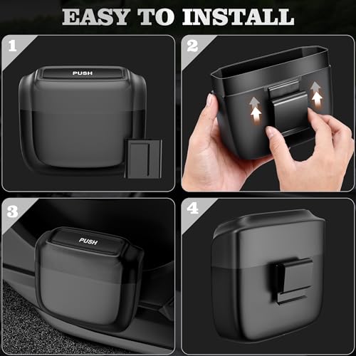 2 Pack Car Trash Can with Lid, Built-in Storage Garbage Bag, Black | Leakproof Car Door Trash Can with Hook, 60pcs Trash Bags, Mini Automotive Garbage Bin for Vehicle, Office, Home