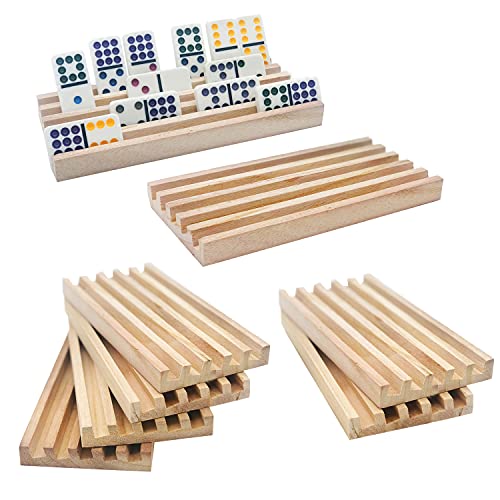 Wooden Domino Trays/Racks Set of 8 Mexican Train Domino Trays/Racks Double 12 Tiles Holders Rack Domino Tiles Holders Domino Wood Holder【 Dominoes not Included】